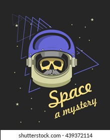 vector illustration poster space helmet with a skull
