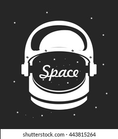 vector illustration poster space helmet in the universe with stars