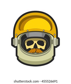 vector illustration poster space helmet with a skull