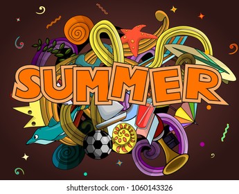 Vector illustration poster summer doodles style design art
