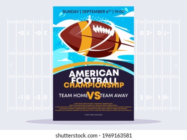 Vector illustration poster template for American football national championship game with soccer ball