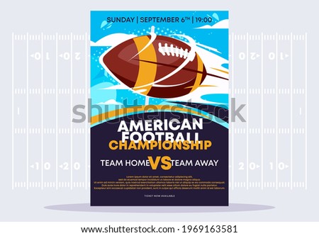Vector illustration poster template for American football national championship game with soccer ball
