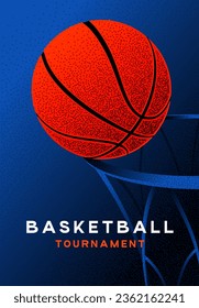 Vector illustration of a poster template for a basketball tournament, an image of a basketball on a poster