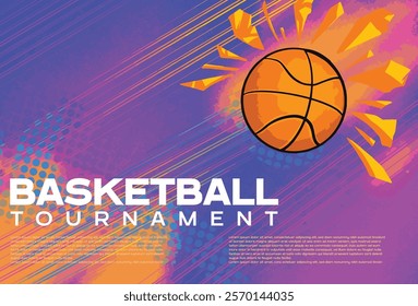 Vector illustration of poster template for basketball tournament, match, game, advertising, poster, flyer