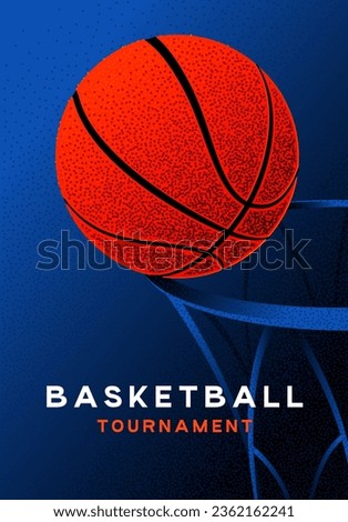 Vector illustration of a poster template for a basketball tournament, an image of a basketball on a poster