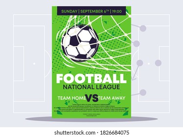 Vector illustration of a poster template for a football match, national League championship, poster for a football tournament