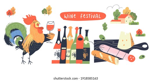 Vector illustration, poster, poster for the traditional French wine festival.