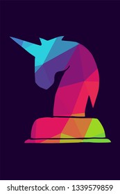 Vector Illustration Poster of Unicorn Animal with Rainbow Color Polygon or Geometric. Graphic Design for Shirt, Background, Card, Website, Template and More. 