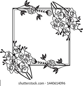 Vector illustration poster with various art of flower frame
