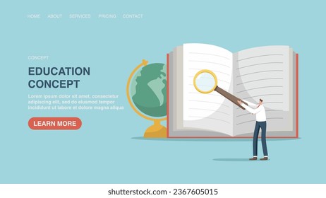 Vector illustration for poster, website or web page, banner. Education concept, getting new knowledge, concept of reading books for the development of intellect and thinking, advanced training courses