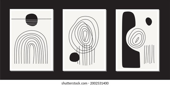 Vector illustration for posters, social media icons modern trendy templates. Set of round contemporary abstract backgrounds patterns retro textures hand drawn doodle shapes templates.