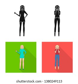 Vector illustration of posture and mood icon. Collection of posture and female stock vector illustration.