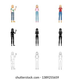 Vector illustration of posture and mood icon. Collection of posture and female stock vector illustration.