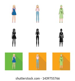 Vector illustration of posture and mood icon. Collection of posture and female vector icon for stock.