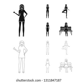 Vector illustration of posture and mood logo. Collection of posture and female stock vector illustration.