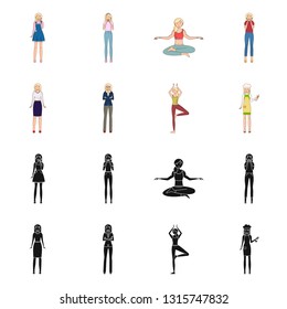 Vector illustration of posture and mood logo. Collection of posture and female stock vector illustration.