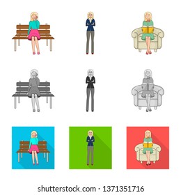 Vector illustration of posture and mood logo. Set of posture and female stock vector illustration.