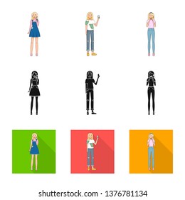 Vector illustration of posture and mood logo. Collection of posture and female stock vector illustration.