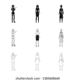Vector illustration of posture and mood logo. Collection of posture and female stock symbol for web.