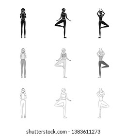 Vector illustration of posture and mood logo. Set of posture and female stock vector illustration.