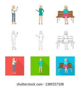 Vector illustration of posture and mood logo. Collection of posture and female stock vector illustration.