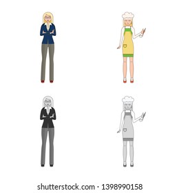 Vector illustration of posture and mood logo. Set of posture and female stock symbol for web.