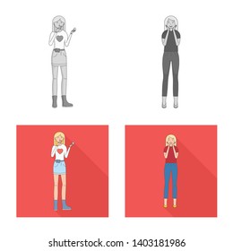 Vector illustration of posture and mood logo. Collection of posture and female stock vector illustration.