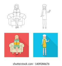Vector illustration of posture and mood logo. Set of posture and female stock vector illustration.