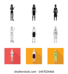 Vector illustration of posture and mood logo. Set of posture and female stock vector illustration.