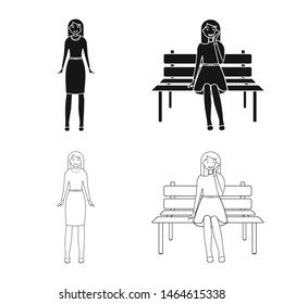 Vector illustration of posture and mood logo. Collection of posture and female vector icon for stock.