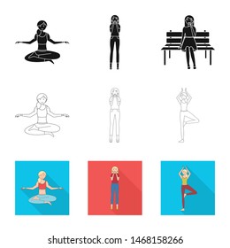 Vector illustration of posture and mood logo. Collection of posture and female vector icon for stock.