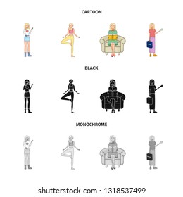 Vector illustration of posture and mood sign. Collection of posture and female vector icon for stock.