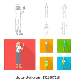 Vector illustration of posture and mood sign. Collection of posture and female vector icon for stock.