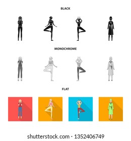 Vector illustration of posture and mood sign. Collection of posture and female stock vector illustration.