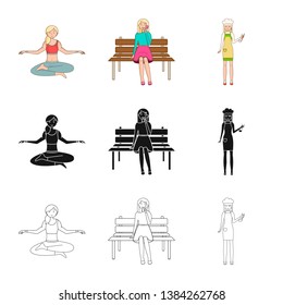 Vector illustration of posture and mood sign. Collection of posture and female vector icon for stock.
