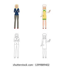 Vector illustration of posture and mood sign. Set of posture and female stock vector illustration.
