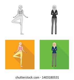 Vector illustration of posture and mood sign. Collection of posture and female vector icon for stock.