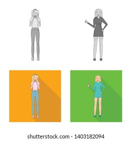 Vector illustration of posture and mood sign. Collection of posture and female stock vector illustration.