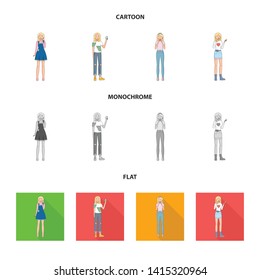 Vector illustration of posture and mood sign. Collection of posture and female stock vector illustration.