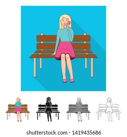 Vector illustration of posture and mood sign. Set of posture and female stock vector illustration.