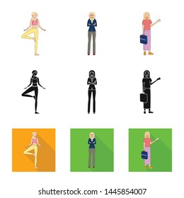 Vector illustration of posture and mood sign. Collection of posture and female vector icon for stock.