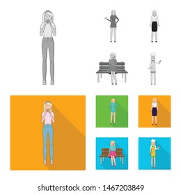 Vector illustration of posture and mood sign. Collection of posture and female vector icon for stock.