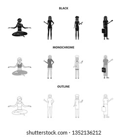 Vector illustration of posture and mood symbol. Collection of posture and female stock vector illustration.