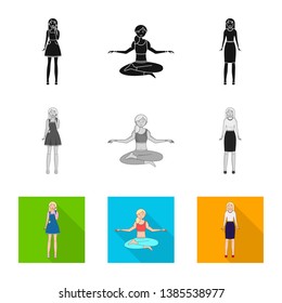 Vector illustration of posture and mood symbol. Collection of posture and female vector icon for stock.