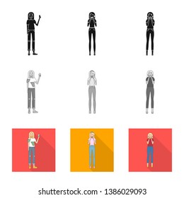 Vector illustration of posture and mood symbol. Collection of posture and female vector icon for stock.