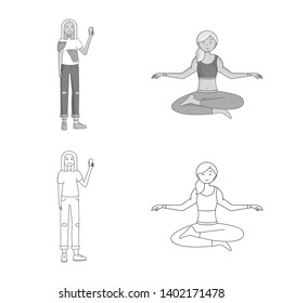 Vector illustration of posture and mood symbol. Collection of posture and female vector icon for stock.