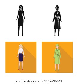 Vector illustration of posture and mood symbol. Collection of posture and female stock symbol for web.
