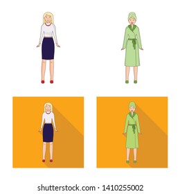 Vector illustration of posture and mood symbol. Set of posture and female stock vector illustration.