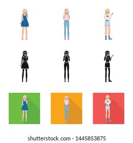 Vector illustration of posture and mood symbol. Collection of posture and female vector icon for stock.
