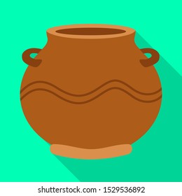 Vector illustration of pot and ceramic symbol. Graphic of pot and brown vector icon for stock.
